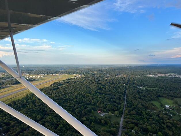 a beautiful aerial shot overlooking the batesville regional airport in northeast arkansas
